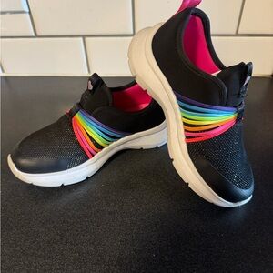Skechers Black Sneakers with Rainbow Stripes